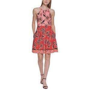 Vince Camuto Mixed Print Darted Dress